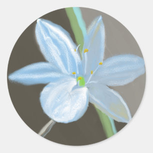 Redonda Pegatina redondeado de flores de planta a rayas