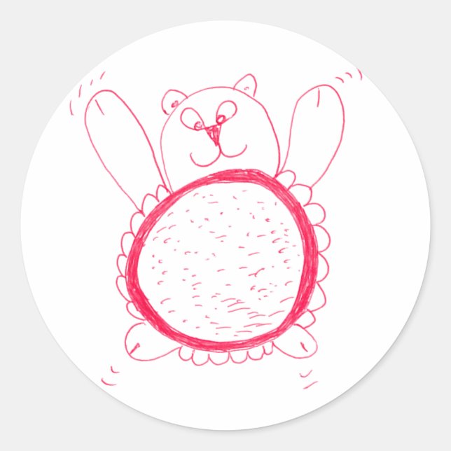 Redonda Pegatina redondeado de oso girasol (Anverso)