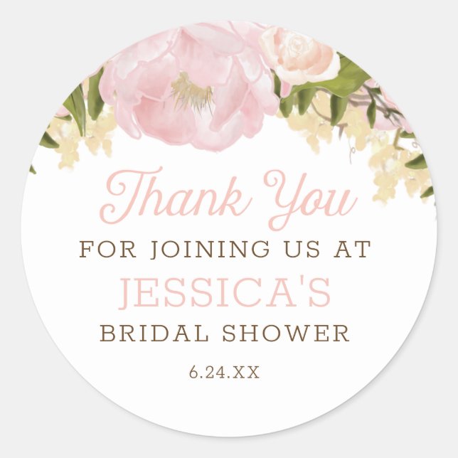 Redonda Pegatina redondeado floral rosa (Anverso)