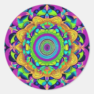 Redonda Pegatina redondo azul y negrita Mandala Classic