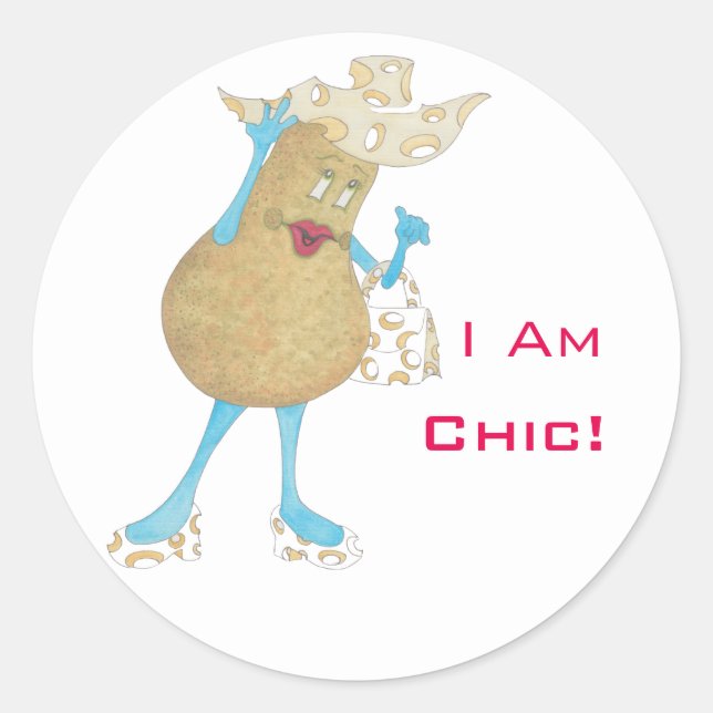 Redonda pegatina redondo brillante de 'Pear Paula' (Anverso)