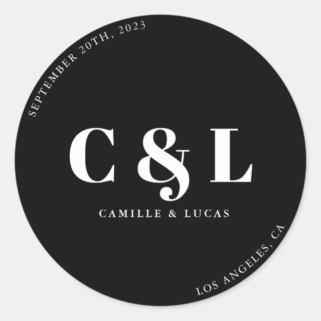Redonda Pegatina redondo clásico boda elegante y de moda (Anverso)