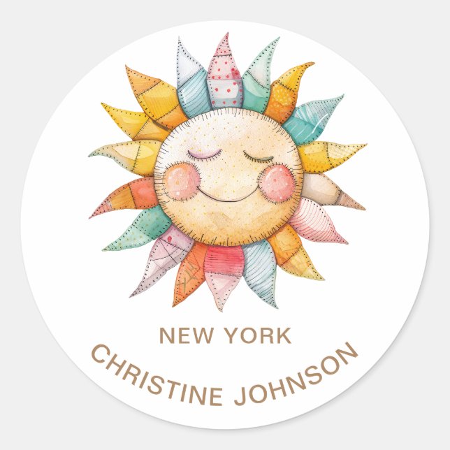 Redonda Pegatina redondo clásico con logotipo Sun (Anverso)