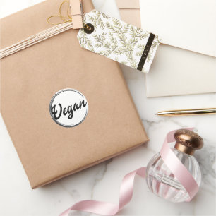 Redonda Pegatina redondo clásico con logotipo vegan