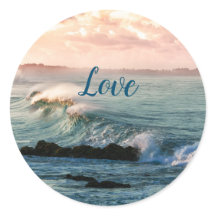 Pegatina redondo clásico de amor