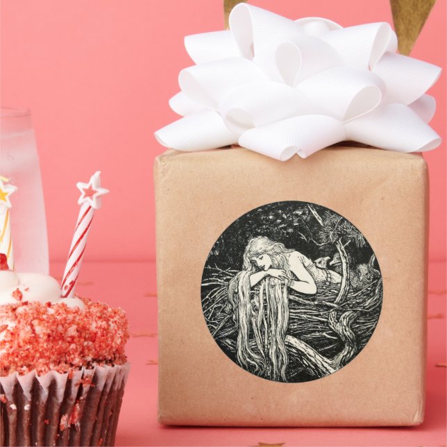 Redonda Pegatina redondo clásico de Art Nouveau (Fiesta)