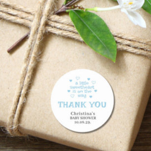 Redonda Pegatina redondo clásico de Baby Shower Cute Blue 