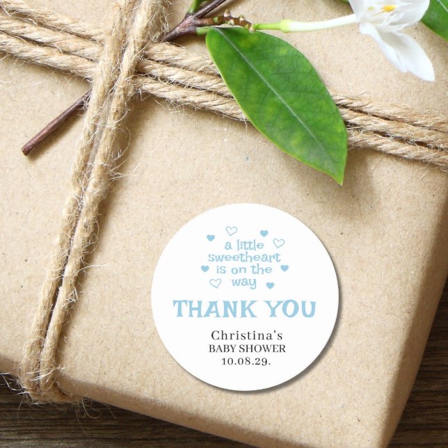 Redonda Pegatina redondo clásico de Baby Shower Cute Blue  (Subido por el creador)