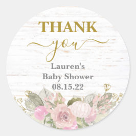 Redonda Pegatina redondo clásico de Baby Shower de calabaz