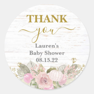 Redonda Pegatina redondo clásico de Baby Shower de calabaz