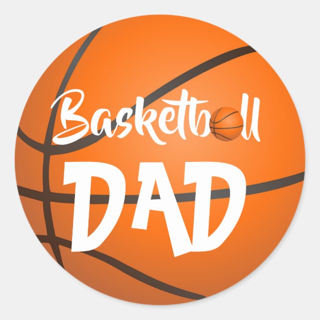 Redonda Pegatina redondo clásico de baloncesto (Anverso)