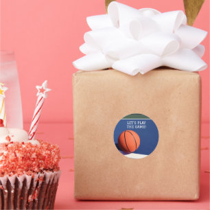 Redonda pegatina redondo clásico de baloncesto naranja