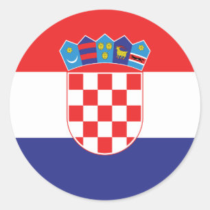 Redonda Pegatina redondo clásico de bandera de Croacia