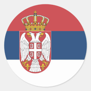 Redonda Pegatina redondo clásico de bandera de Serbia