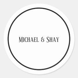 Redonda Pegatina redondo clásico de Boda blanco y negro