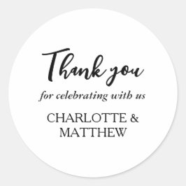 Redonda Pegatina redondo clásico de Boda blanco y negro