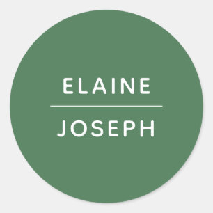 Redonda Pegatina redondo clásico de Boda verde sólido