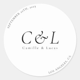 Redonda pegatina redondo clásico de bodas minimalista y el
