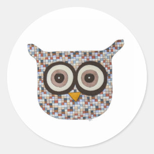 Redonda Pegatina redondo clásico de búho tuiteado