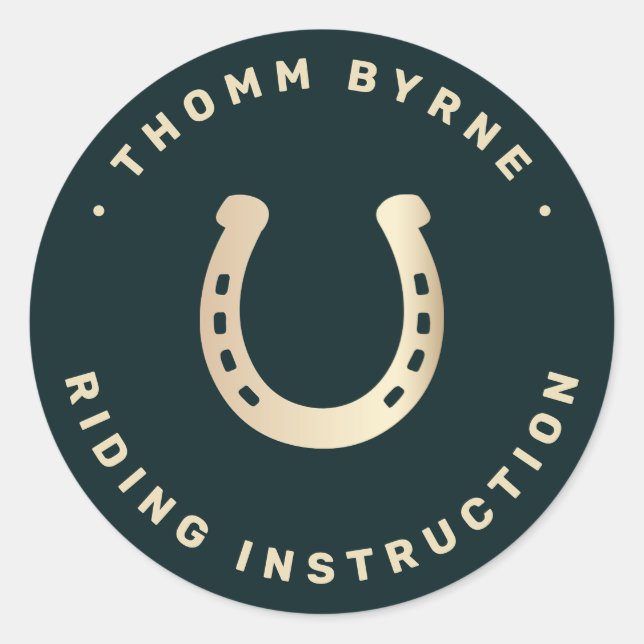 Redonda Pegatina redondo clásico de caballos de herradura (Anverso)