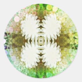 Redonda Pegatina redondo clásico de copos de nieve, brilla