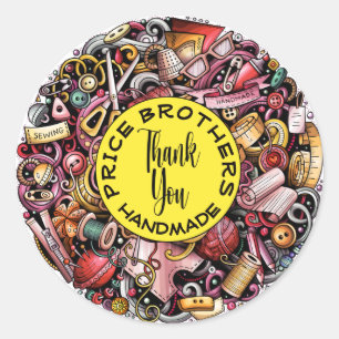 Redonda Pegatina redondo clásico de coser con mano de punt