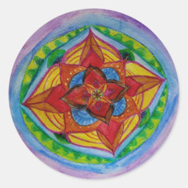 Redonda Pegatina redondo clásico de dibujo de Mandala, bri