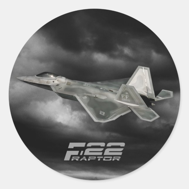 Redonda Pegatina redondo clásico de F-22 RAPTOR (Anverso)