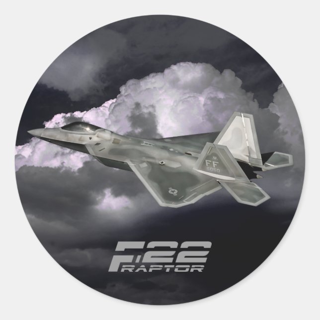 Redonda Pegatina redondo clásico de F-22 RAPTOR (Anverso)