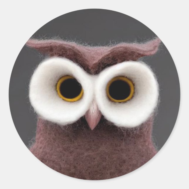 Redonda Pegatina redondo clásico de Felt Owl (Anverso)