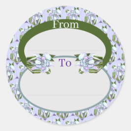 Redonda Pegatina redondo clásico de flor de Smeraldo