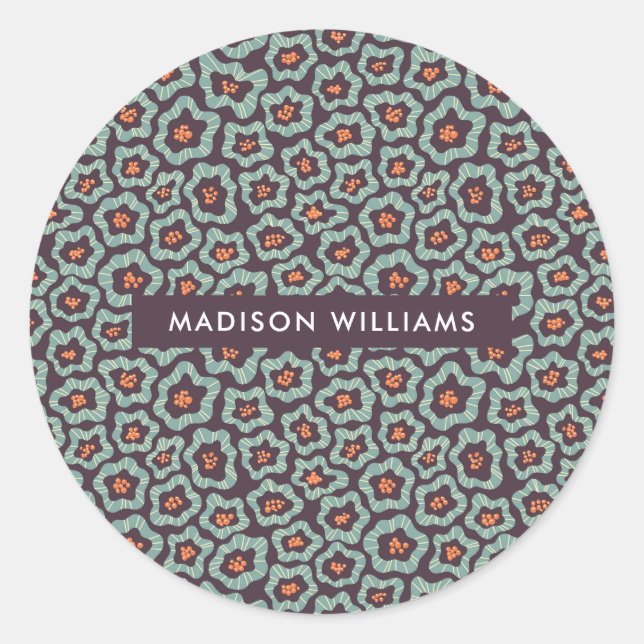 Redonda Pegatina redondo clásico de flores (Anverso)