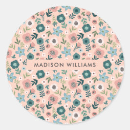 Redonda Pegatina redondo clásico de flores