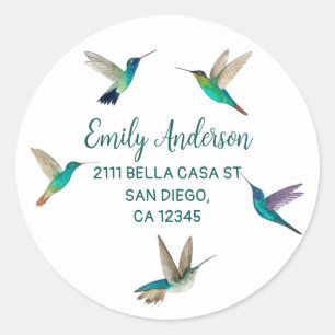 Redonda Pegatina redondo clásico de Hummingbirds