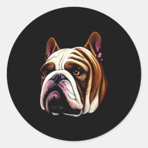Redonda Pegatina redondo clásico de Ilustracion de bulldog