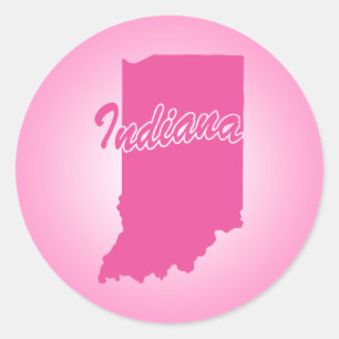 Redonda Pegatina redondo clásico de Indiana State rosa