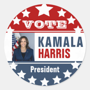 Redonda Pegatina redondo clásico de la campaña Kamala Harr
