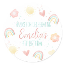 Pegatina redondo clásico de la fiesta de cumpleaño