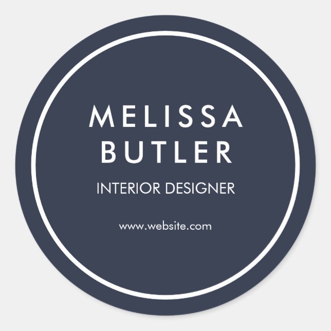 Redonda Pegatina redondo clásico de la marina azul minimal (Anverso)