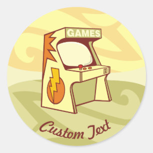 Redonda Pegatina redondo clásico de máquinas de arcade