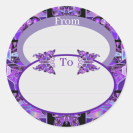 Redonda Pegatina redondo clásico de mariposa morada 31