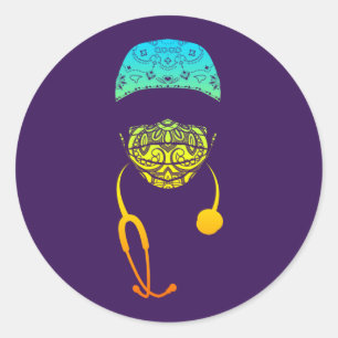 Redonda pegatina redondo clásico de mascarilla machista