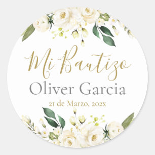 Redonda Pegatina redondo clásico de Mi Bautizo