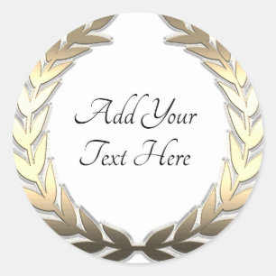 Redonda Pegatina redondo clásico de oro Laurel Wreath