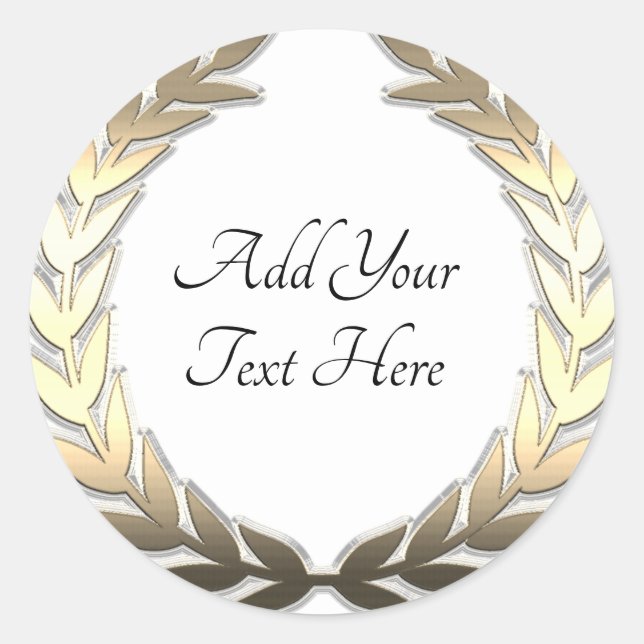 Redonda Pegatina redondo clásico de oro Laurel Wreath (Anverso)