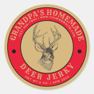 Redonda Pegatina redondo clásico de plantilla de ciervo ca