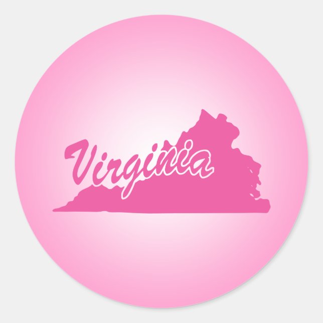 Redonda Pegatina redondo clásico de Virginia State Pink (Anverso)