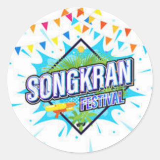 Redonda Pegatina redondo clásico del Festival Songkran