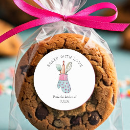 Redonda Pegatina redondo clásico "horneado con amor"