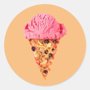 Redonda Pegatina Redondo Clásico Ice Cream Pizza